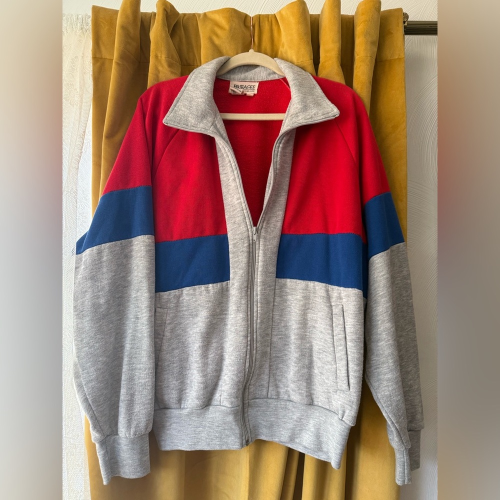 Vintage 90’s Color-block Zip-up Sweatshirt, 90’s Style Retro / 90’s Sweatshirt